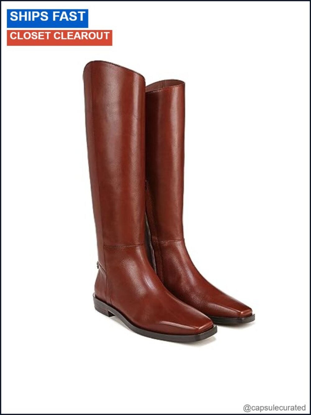 Sam Edelman Cesar Leather Knee-High Riding Boot Square Toe Block Heel